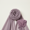 Chusta Hijab z pasującym czepkiem SATIN | Szyfon | SOFT ORCHID
