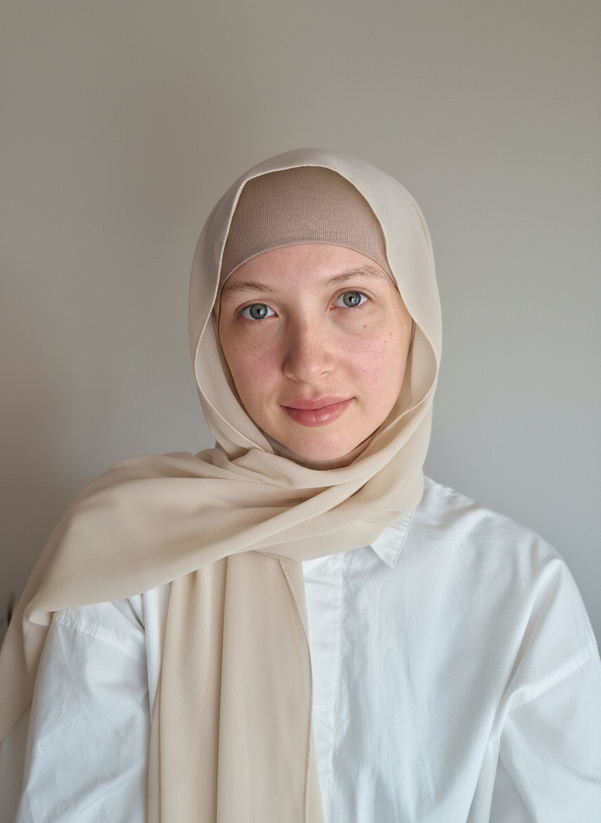 Chusta Hijab z pasującym czepkiem SATIN | Szyfon | SEASHELL