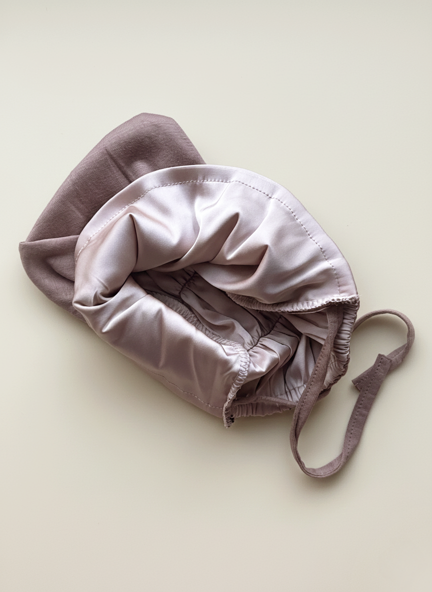Satynowy Czepek | PINK CLAY | Wiązany