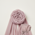 Chusta Hijab z pasującym czepkiem SATIN | Szyfon | PINK PUDDING