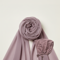 Chusta Hijab z pasującym czepkiem SATIN | Szyfon | ROSE QUARTZ