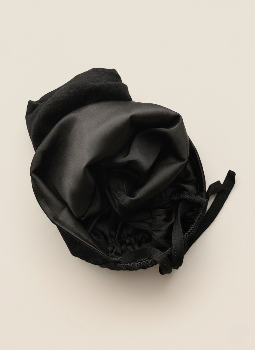 Satynowy Czepek | CAVIAR | Wiązany